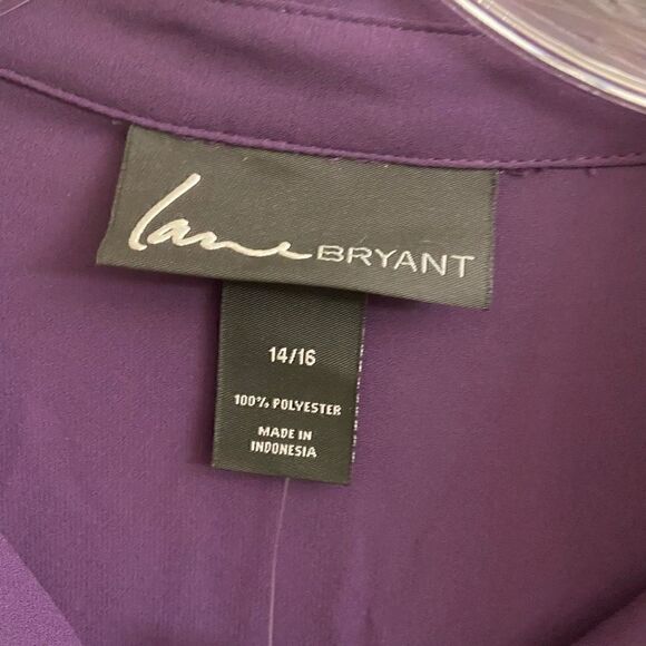NEW Lane Bryant Chiffon Long Sleeve Button Down Blouse Eggplant Purple Sz 14/16 - Picture 4 of 5